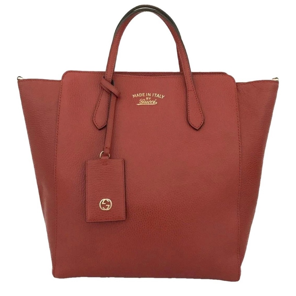 Gucci Swing Red Leather Tote Bag